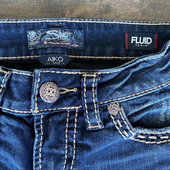 Silver AIKO Mid Boot Jeans Fluid Denim Sz 26 x 33 - Picture 6 of 12